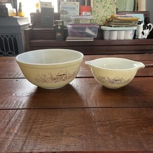 Pyrex Vintage Forest Fancies Mushroom Cinderella Nesting Mixing Bowls, Set of 2
